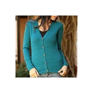    NOVICA 100% alpaca sweater, Turquoise Sea