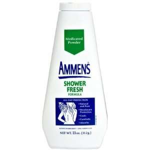 Ammens Medicated Powder, Shower Fresh Formula, 11 oz (Quantity of 5)