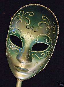 Venetian Mask Full Face Green Masquerade Mardi Gras  