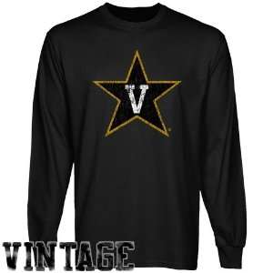 Vanderbilt Commodores Black Distressed Logo Vintage Long Sleeve T 