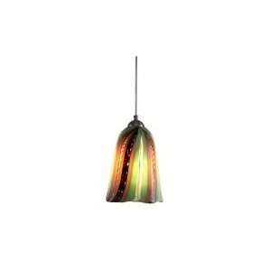   Fiore 1 Light Mini Pendant in Dark Pewter   No Canopy with Green glass