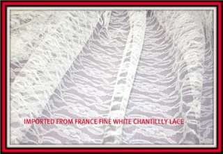 IMPORTED FRANCE WHITE FINE CHANTILLY LACE, 60 IN WIDE DESIGNER 