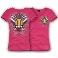 KATYDID SHIRT Peace, Love, SOFTBALL T Shirt HOT PINK, Rhinestone T 