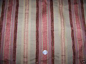 Thick Cotton & Velour Stripe Upholstery Fabric Tan Rust  