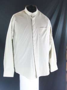 amante Banded Collar Gray Dress Oxford Shirt Lg  