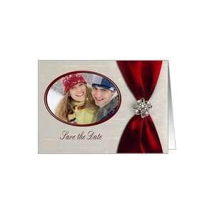  Photo Card Save the Date, Scarlet Red Satin Ribbon with 