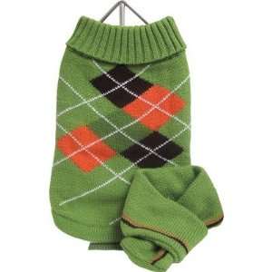 Argyle Dog Sweater and Scarf Set Size Medium (15.5 H x 9.5 W x 1 D 