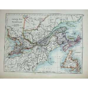   Johnston World Maps 1895 America Canada Newfoundland