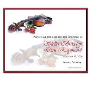    190 Save the Date Cards   Violin Red Roses