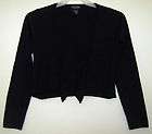 NEW YORK & COMPANY Black Ribbed Fitted Crop Sweater Jac
