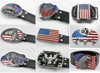 Cowboy Western American US USA United States Flag Metal Buckle Mens 