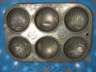   Maid 6 Hole Muffin Tins Pans Trays Advertising Leaf Shell  