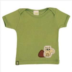   Cotton Baby Lapover T Shirt with Squirrel Appliqué in Green Baby