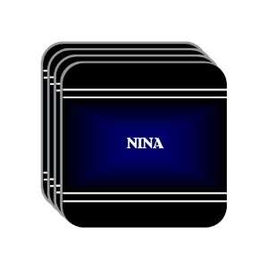 Personal Name Gift   NINA Set of 4 Mini Mousepad Coasters (black 