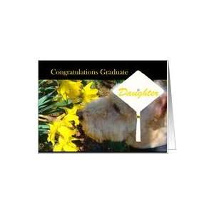   , Graduation, Daughter, Terrier in Graduation Cap Smells Flowers Card
