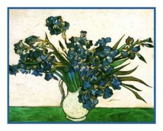 Impressionist Vincent Van Goghs Vase of Irises Counted Cross Stitch 