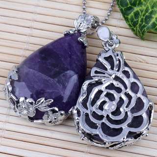Amethyst Flower@ Inlaid Waterdrop* Bead Jewelry Pendant  