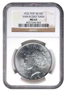 1922 Peace Silver Dollar NGC MS63 VAM 8 DDO TOP 50  