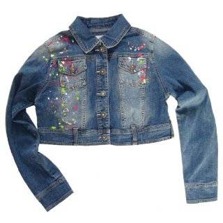  Girls Paint Splatter Cropped Denim Jacket Explore similar items