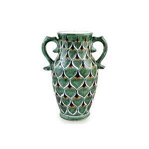  Ceramic vase, Jade Peacock