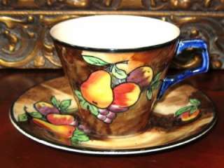 ART DECO HP H&K TUNSTALL TEA CUP AND SAUCER TRIO  