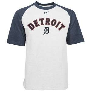  Nike Detroit Tigers White Straight Back Raglan T shirt 