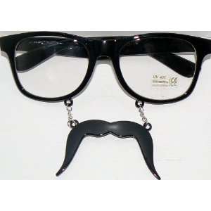  Black Clear Lens Fu Manchu Mustache Sunglasses Everything 