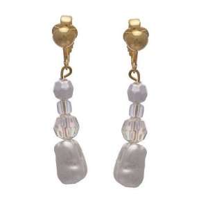  Ashira Gold Crystal Pearl Clip On Earrings Jewelry