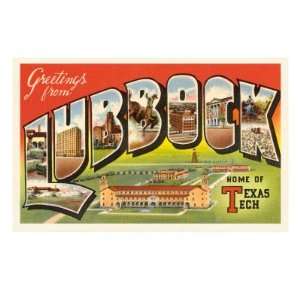 Greetings from Lubbock, Texas Giclee Poster Print, 24x32  