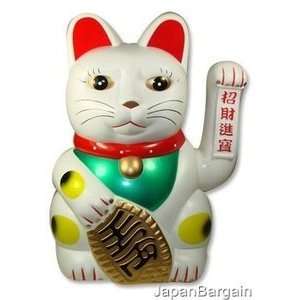  White Lucky Cat Maneki Neko Beckoning 18in #15560