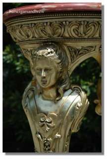 Angel PEDESTAL TABLE silver cherub faux marble end side gothic 