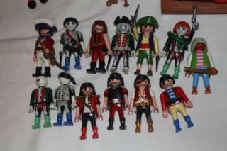   1978 Playmobil Pirate Ship LOT Figures Treasure Weapons Dinghy Boat