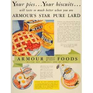  1932 Ad Star Pure Lard Bacon Ham Pie Egg Biscuit Armour 