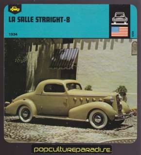 1934 LASALLE STRAIGHT 8 Eight Cadillac CAR PICTURE CARD  