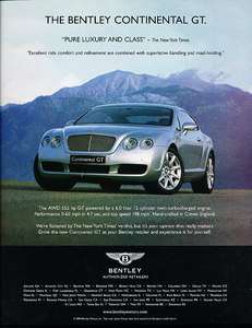 2005 Bentley Continental GT   pure   Classic Vintage Advertisement Ad 