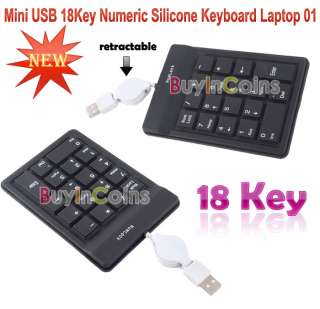 Mini USB 18Key Numeric Silicone Keypad Keyboard Laptop  