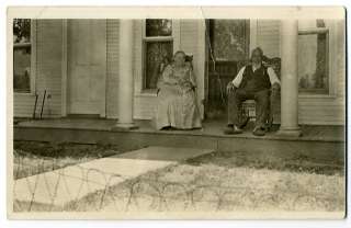 Real Photo Pc~Elderly Couple on Porch~Rocking Chairs  