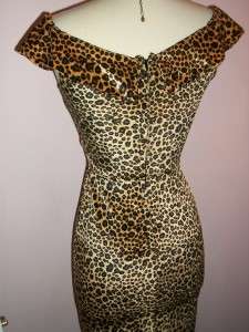   STOP STARING Vtg 90s S Cheetah Animal Print Off Shoulder WIGGLE DRESS