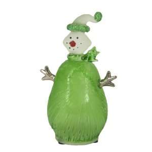  Green Glowing Snowman   Light Up Glass Figurine