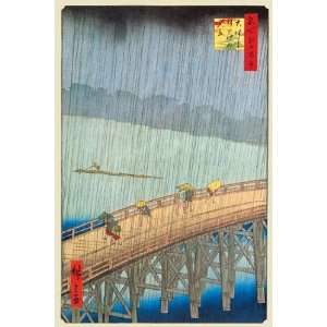Great Bridge, Sudden Shower at Atake   Poster by Utagawa Hiroshige 