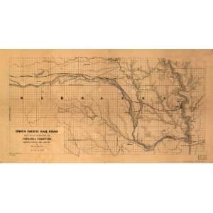  1865 Railroad map of Nebraska by Union Pacific RR