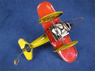 Vintage Marx Tin Litho Rookie Pilot Wind Up Toy Plane  