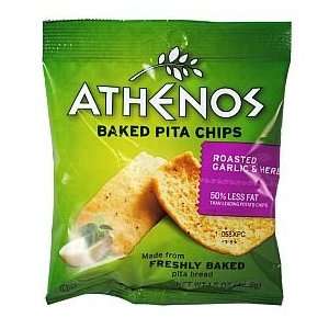 Athenos Baked Pita Chips   Roasted Garlic & Herb (box of 48)