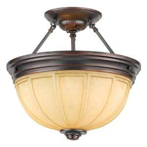 Quoizel Athens 15 Inch Large Semi Flush Mount with Creme Scavo Glass 