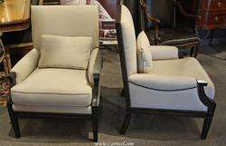 Pair of Regency Style Upholstered Parlor Arm Chairs  