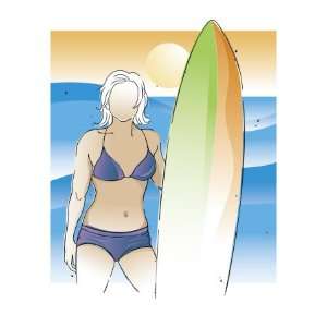   Standing on a Beach Holding up a Surfboard Giclee Poster Print, 42x56