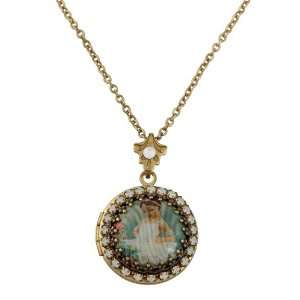 Charming Michal Negrin Round Locket Pendant Adorned with She Shy Totti 
