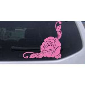  6in X 5.9in Pink    Rose Inside Corner Flowers And Vines 