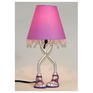  Funky Silver & Purple Feet Kids Accent Table Lamp