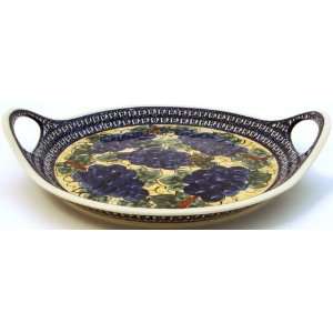  Boleslawiec Polish Pottery Handled Tray DU8 Patio, Lawn 